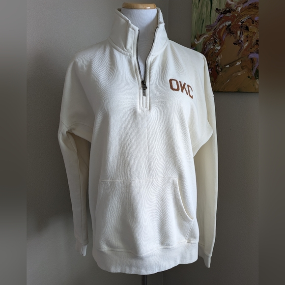 Worn 1x OKC 1/4-Zip Sweatshirt - Picture 2 of 8